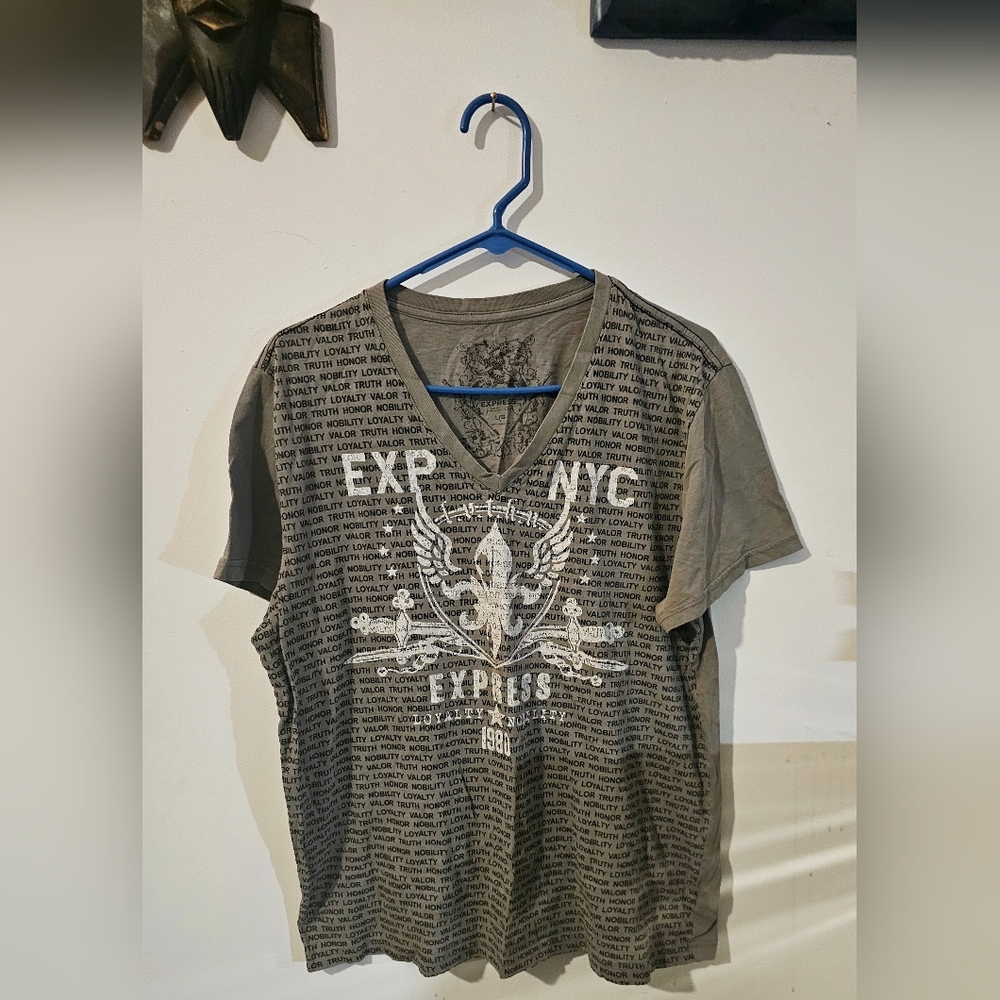 Express Gray Vintage Graphic Short Sleeve Tee